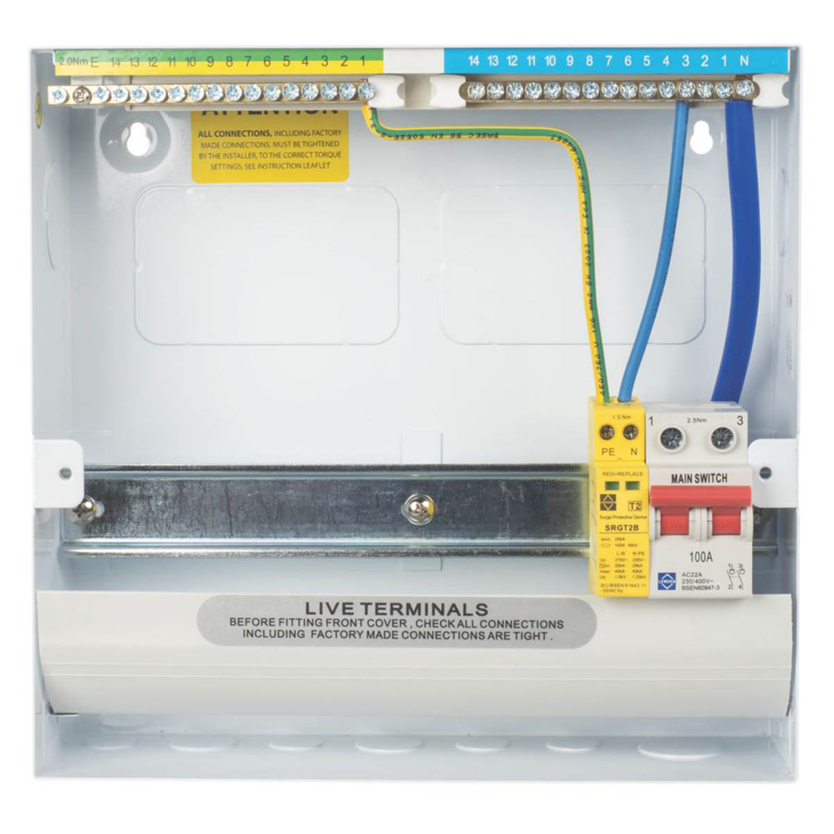 Lewden Main Switch Consumer Unit with SPD PRO-R10W-R1S 13-Module 10-Way - Image 5