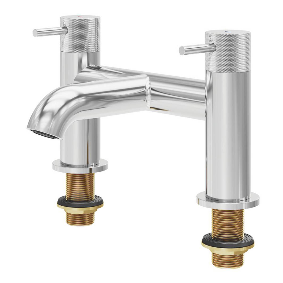 Swirl Bath Filler Mixer Tap Dual Lever Brass Chrome Deck Mounted Modern 185mm - Image 1