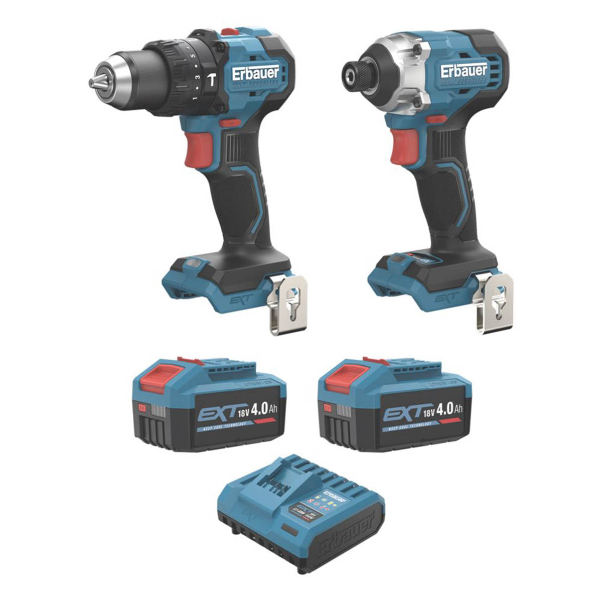 Erbauer Combi Drill Impact Driver Set Cordless 18V 2x4.0Ah ERI1092COM/ERI1093IPD - Image 6