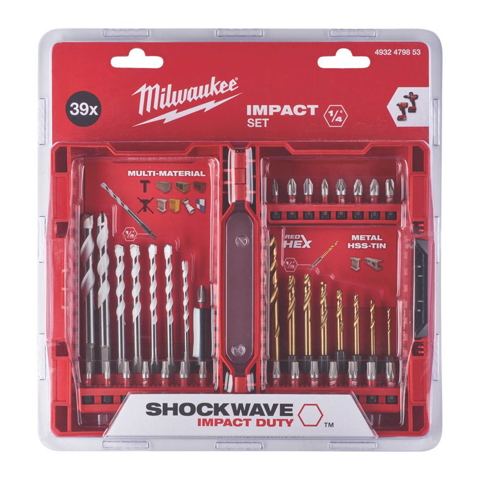 Milwaukee Shockwave 1/4" Hex Shank Mixed Impact Bit Set 39 Piece Set - Image 2