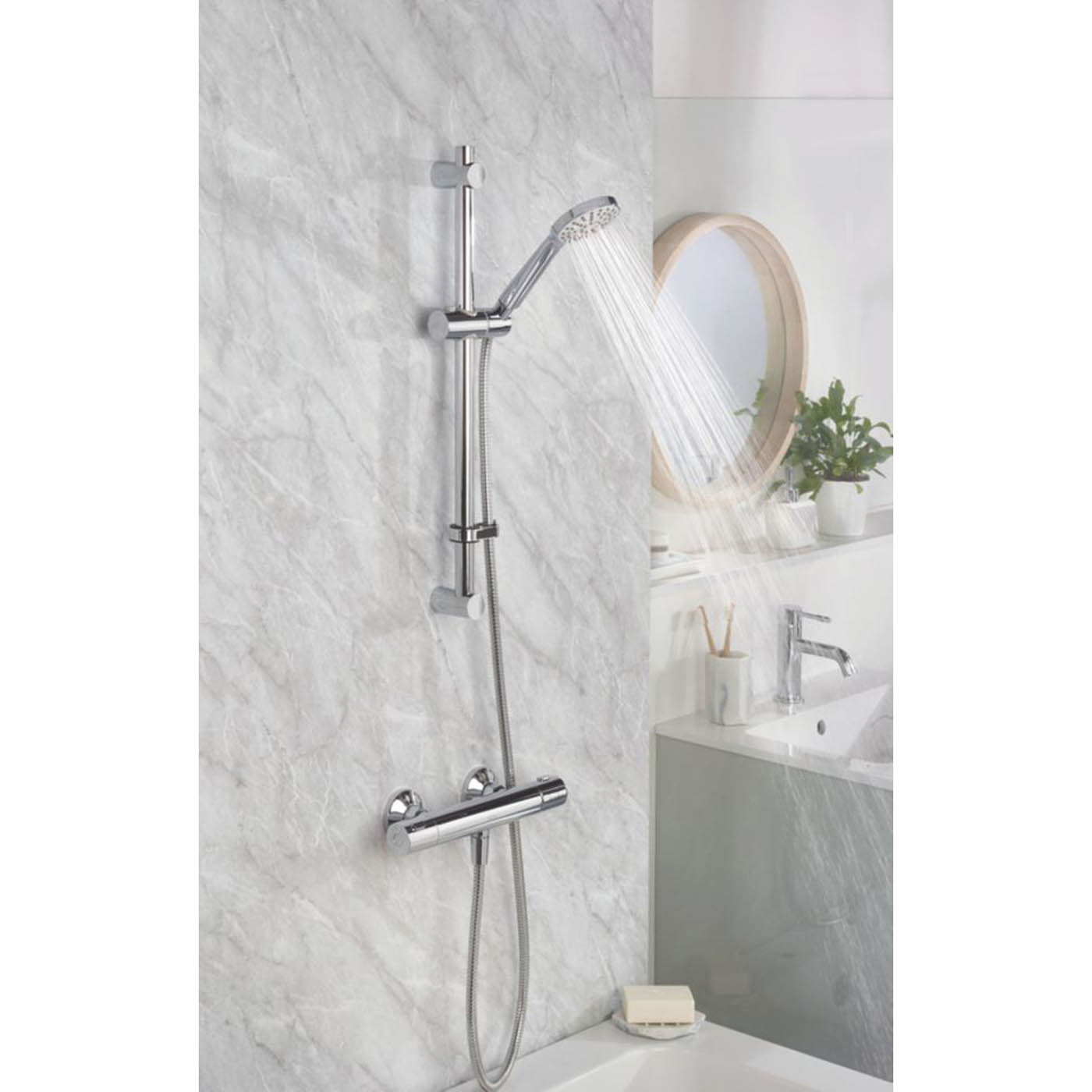 Bristan Thermostatic Mixer Shower Kit Chrome Exposed Single Spray Pattern Round - Image 2