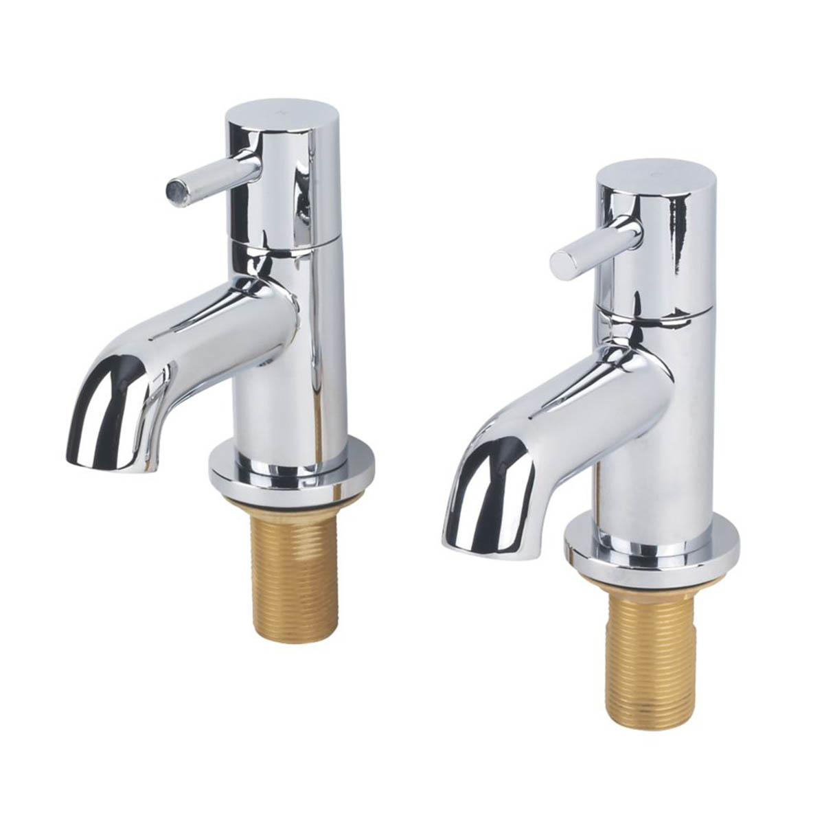 Swirl Bath Pillar Taps Sink Brass Chrome Double Lever Deck Mounted Contemporary - Image 2