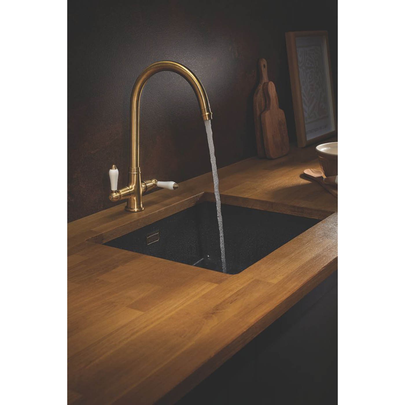 Clearwater Monobloc Tap Twist And Spray Dual Lever Brushed Bronze Traditional - Image 2