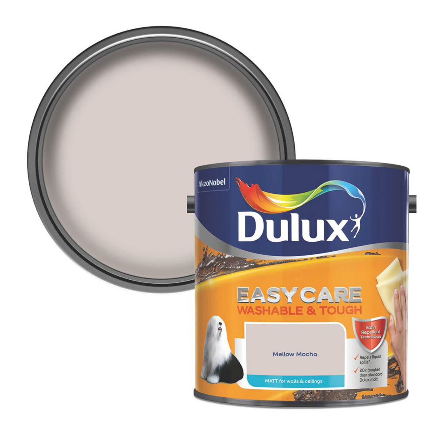 Dulux EasyCare Washable & Tough 2.5Ltr Mellow Mocha Matt Emulsion Paint - Image 1