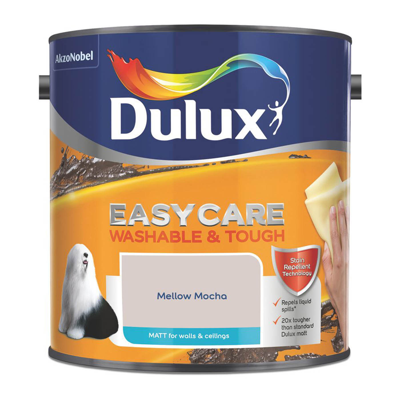 Dulux EasyCare Washable & Tough 2.5Ltr Mellow Mocha Matt Emulsion Paint - Image 2