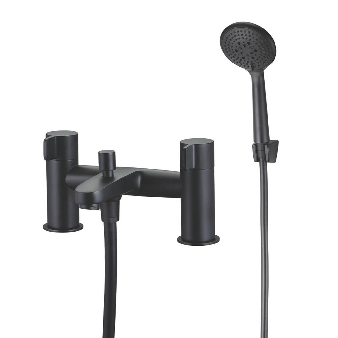Swirl Bath Filler Tap Mixer Shower Black Dual Lever Round Head Bathroom Modern - Image 1