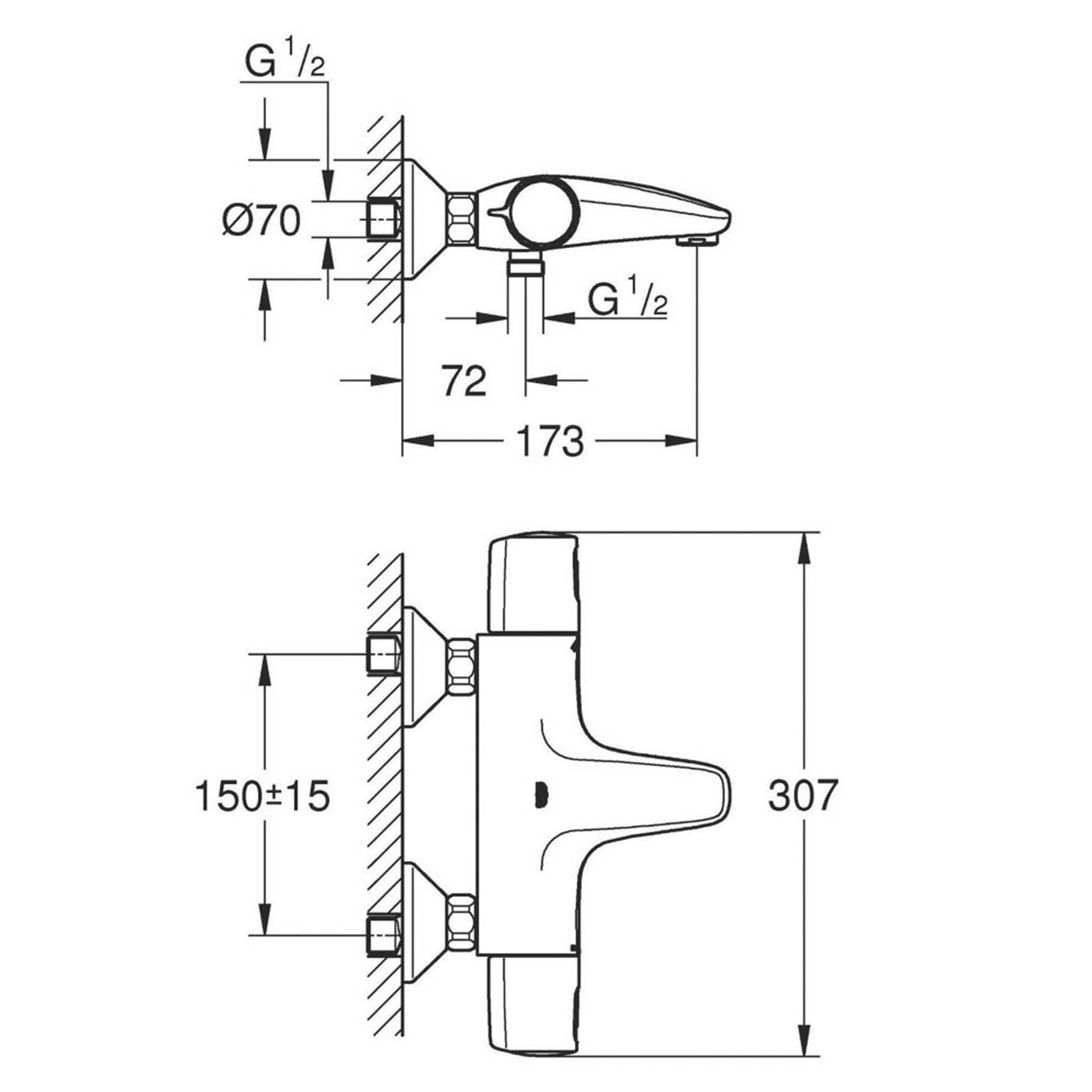 Grohe Bath Filler Tap Thermostatic Shower Mixer Black Dual Lever Modern Faucet - Image 2