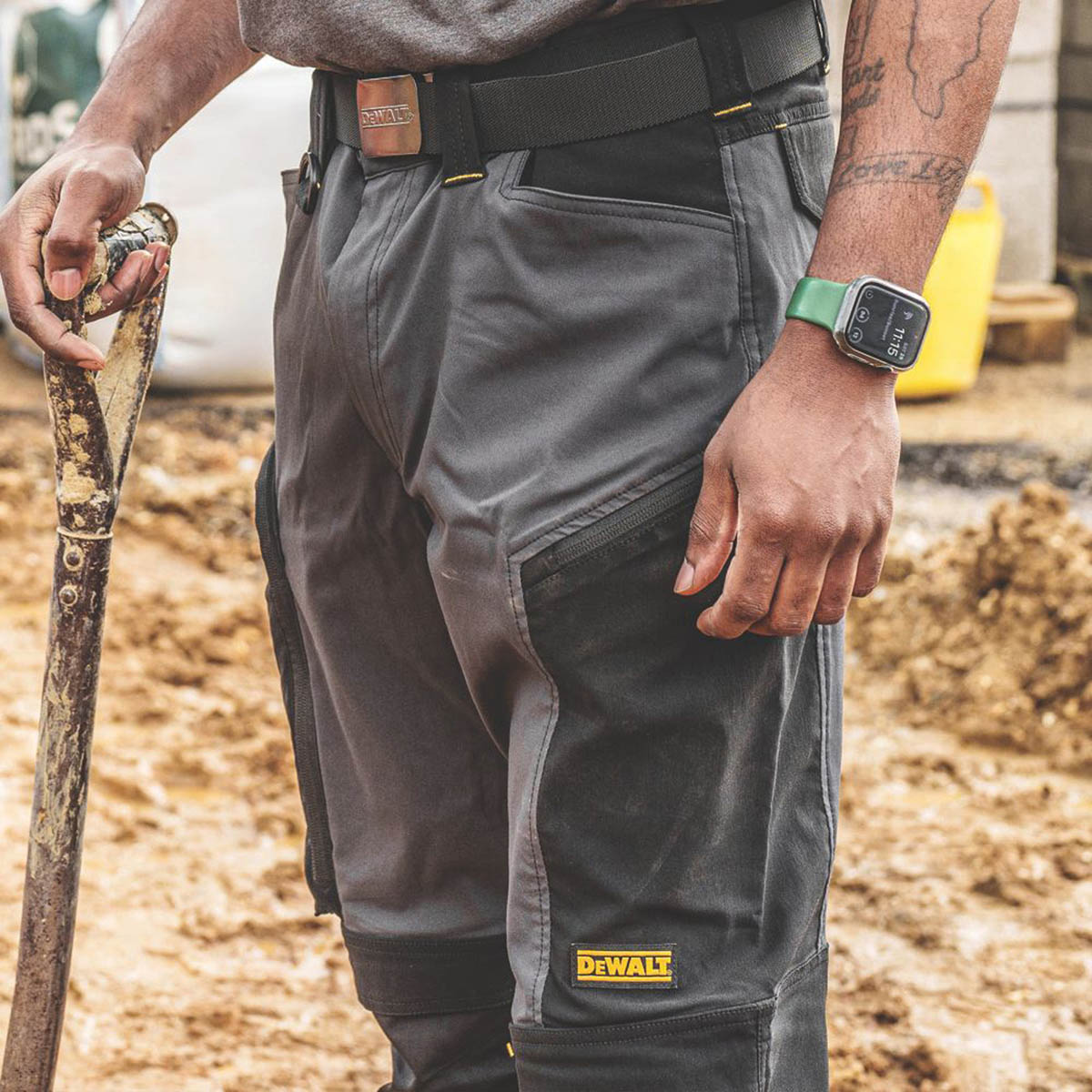 DeWalt Work Trouser Mens Tapered Grey Black Breathable Multi Pockets 32"W 31"L - Image 5