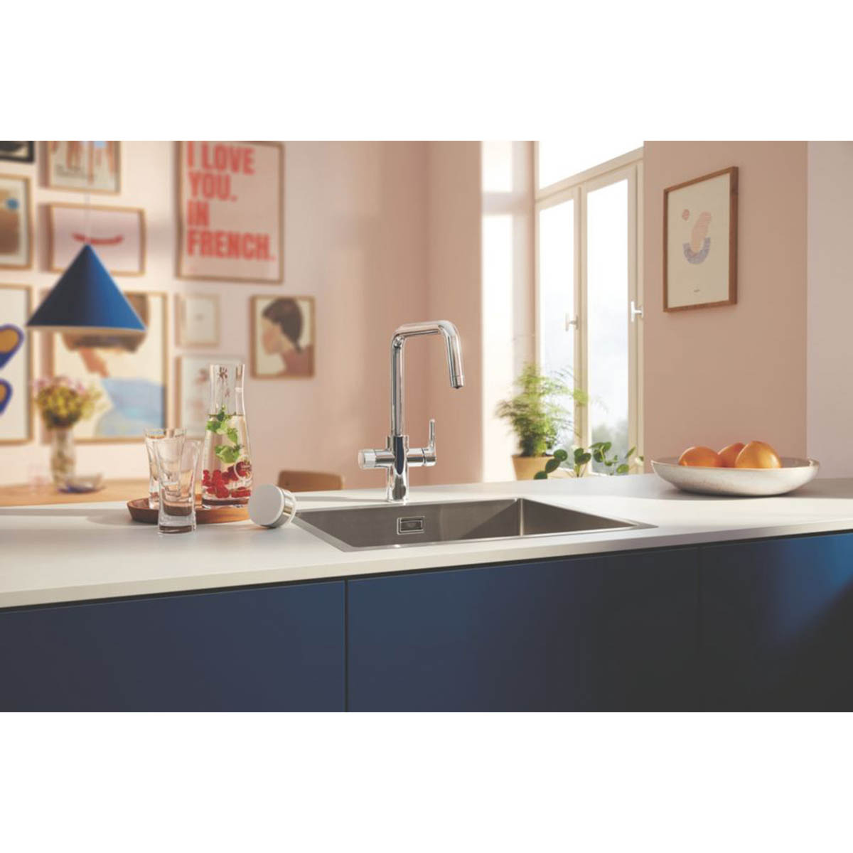 Grohe Filter Kitchen Tap Mixer Chrome Single Lever U Swivel Spout Modern Faucet - Image 4