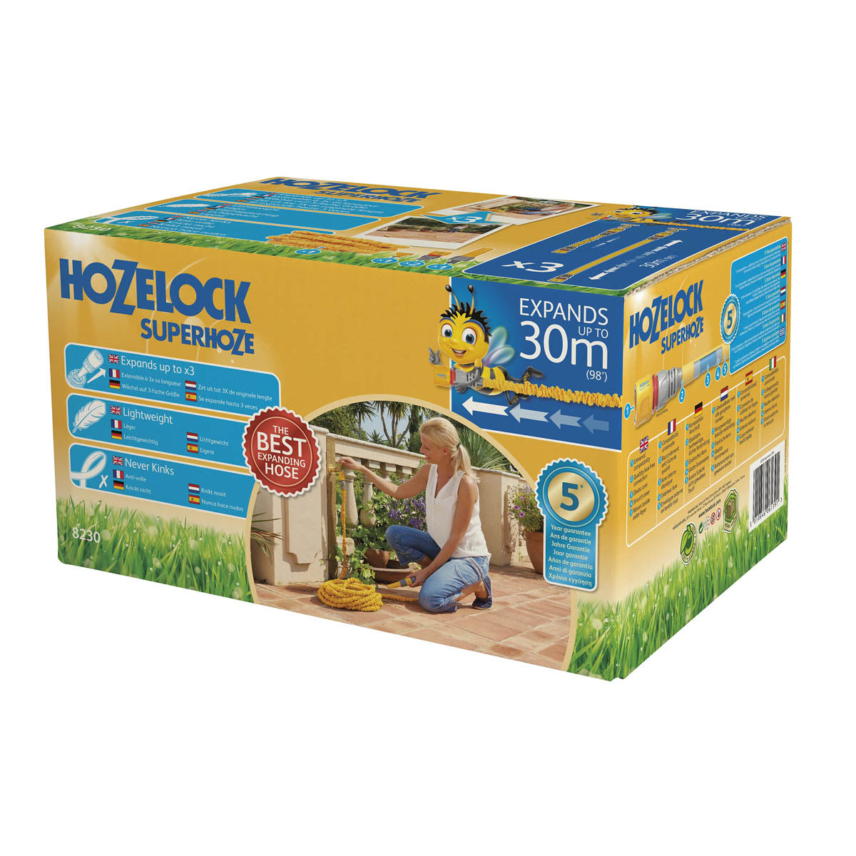 Expanding Water Hose Pipe Garden Outdoor Hozelock Superhoze Flexible Yellow 30M - Image 1