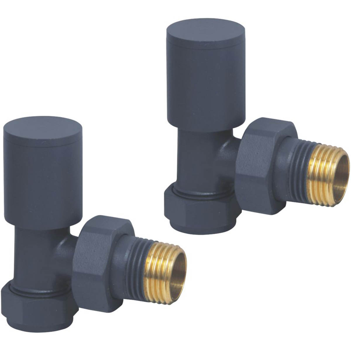 Towelrads Radiator Valve Brass Anthracite Angled Manual 15mm x 1/2" 2 Pack - Image 2
