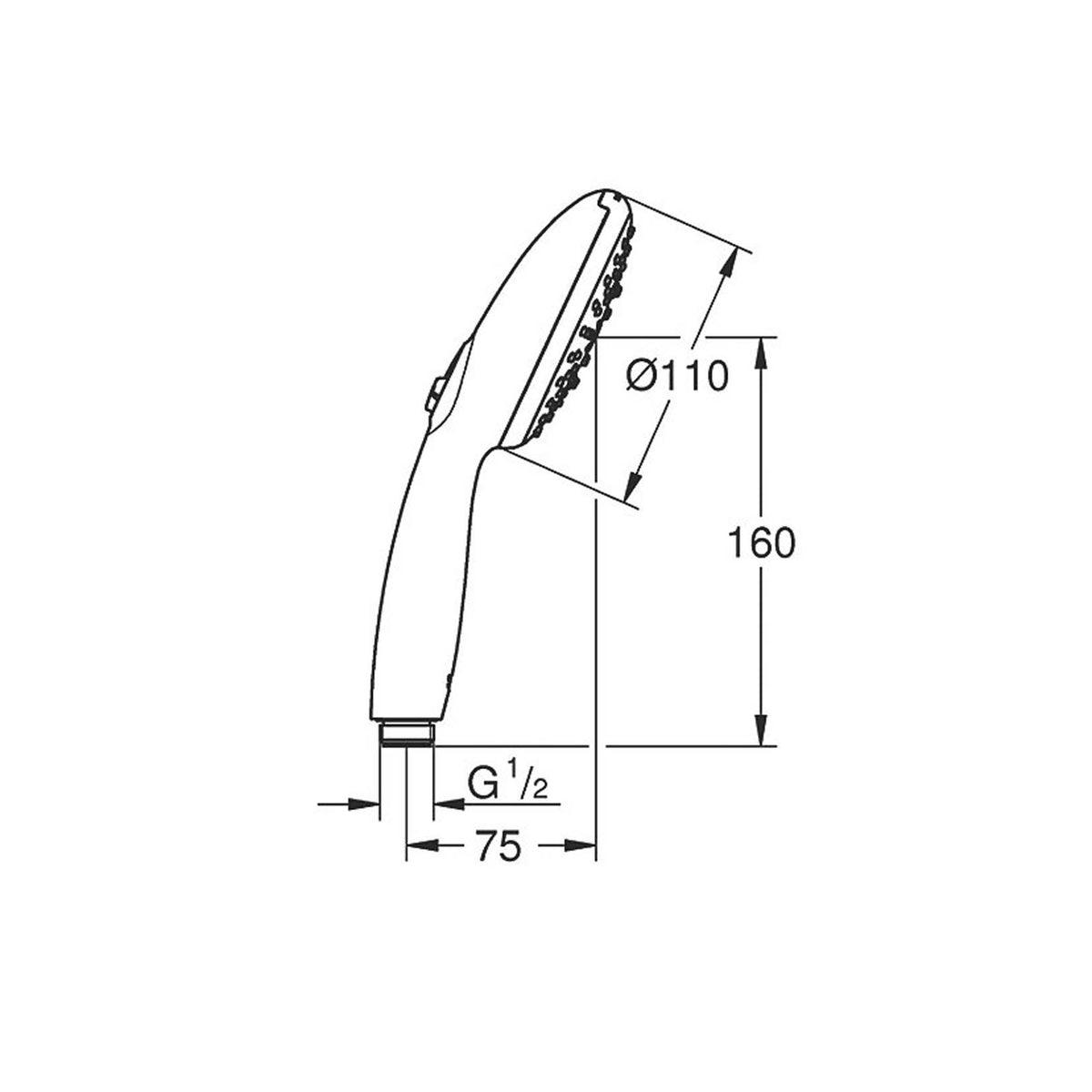 Grohe Hand Shower Head Chrome 110x215mm 3 Spray Patterns Bathroom Contemporary - Image 2