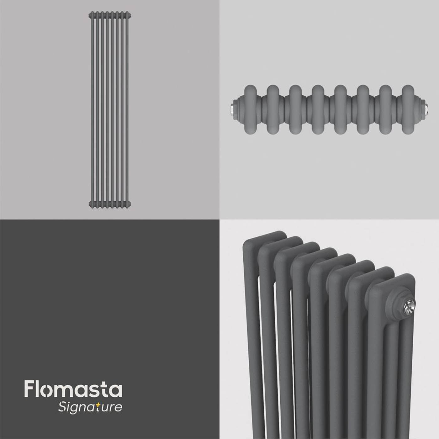 Flomasta 3 Column Radiator Anthracite Vertical Central Heating Modern 180x38cm - Image 5