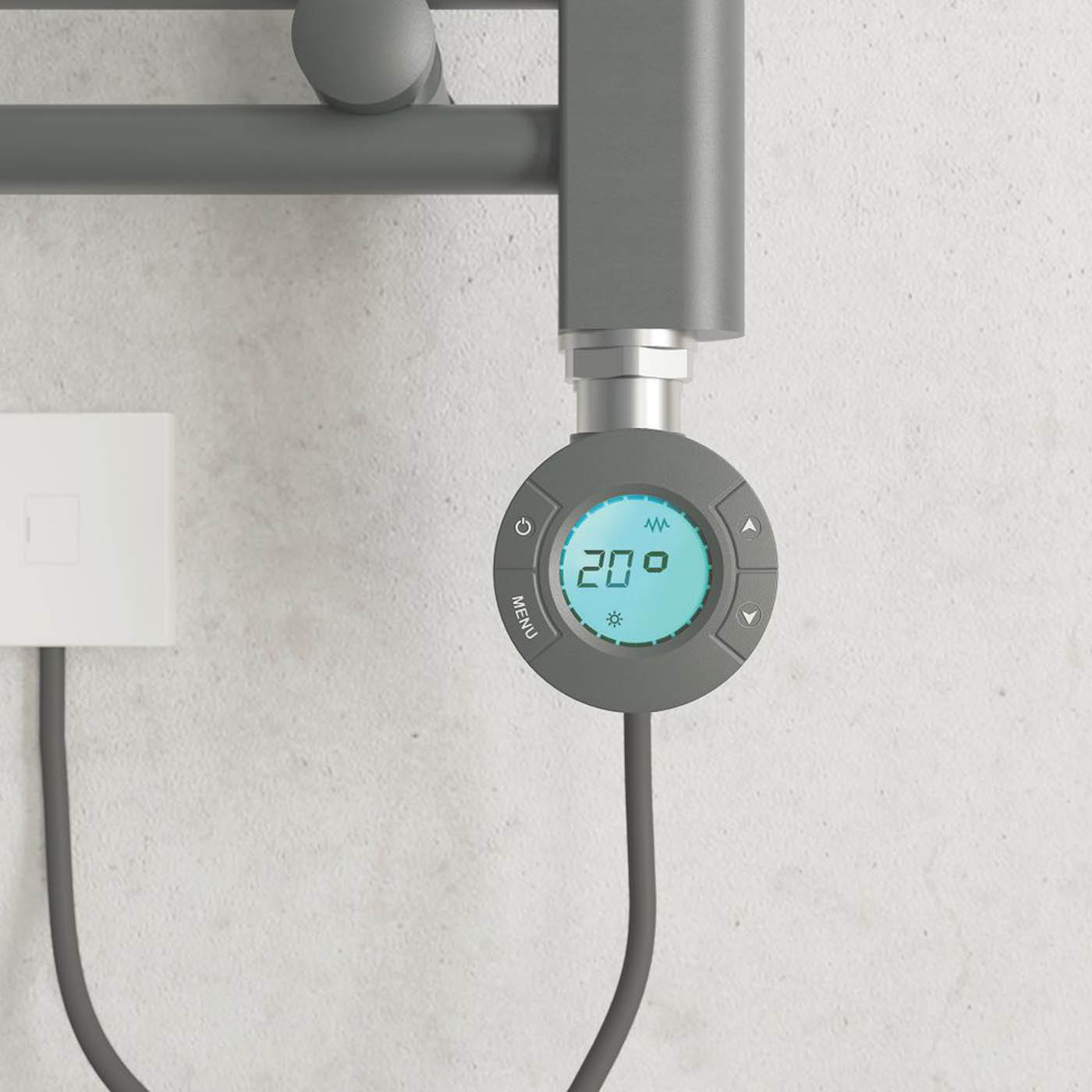 Flomasta Electric Towel Rail Radiator Anthracite Flat Bathroom Warmer H120xW50cm - Image 5