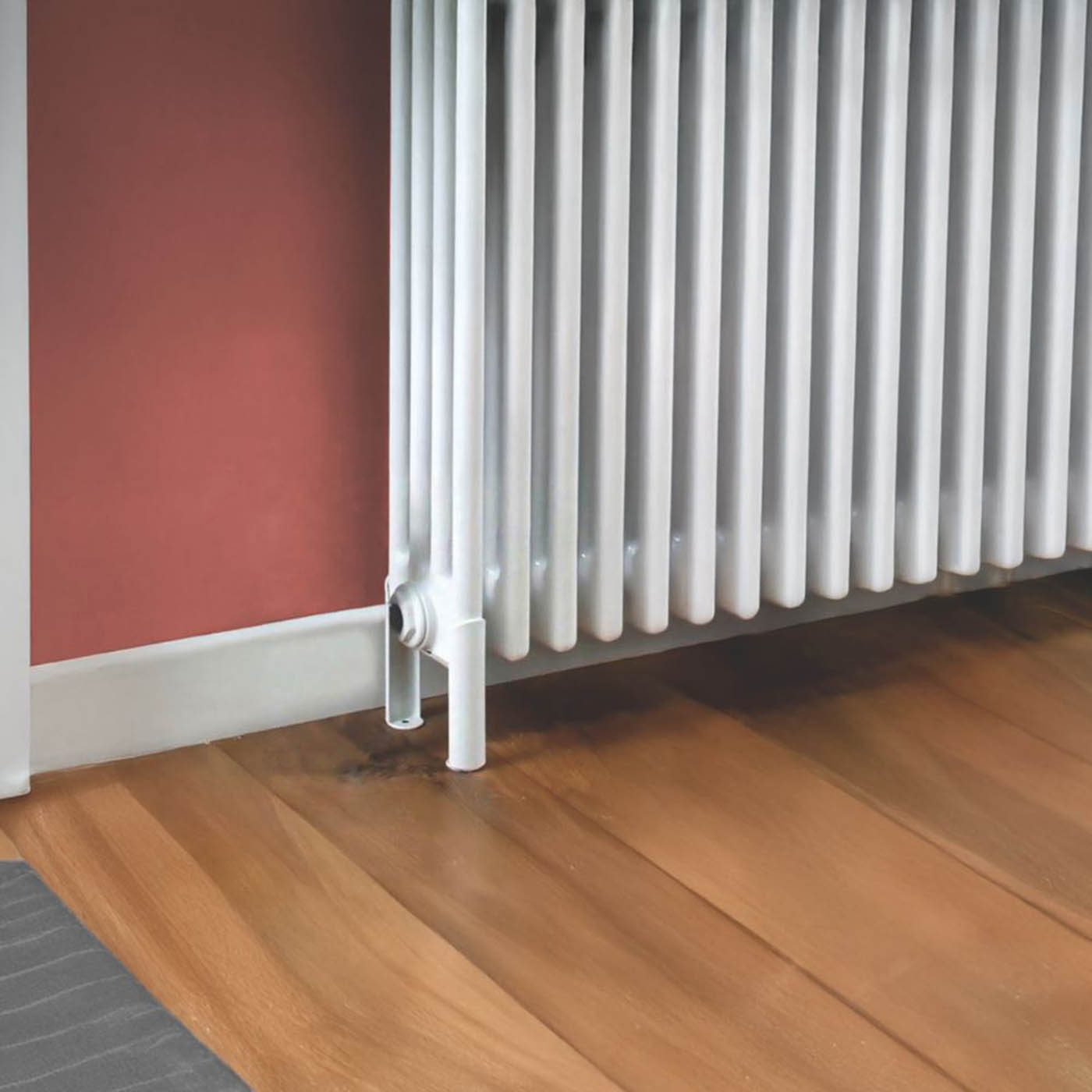 Reina Floor Mounting Legs 3 Column Radiator 300mm White Traditional Pack Of 2 - Image 1