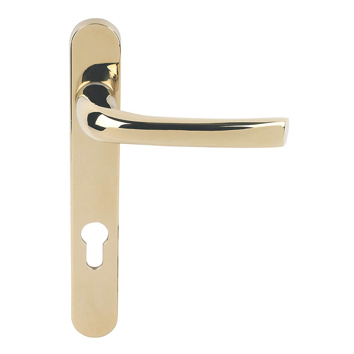 Mila Door Handles Gold Type A Euro Lock Zinc Alloy 92PZ Indoor Outdoor Pair - Image 1