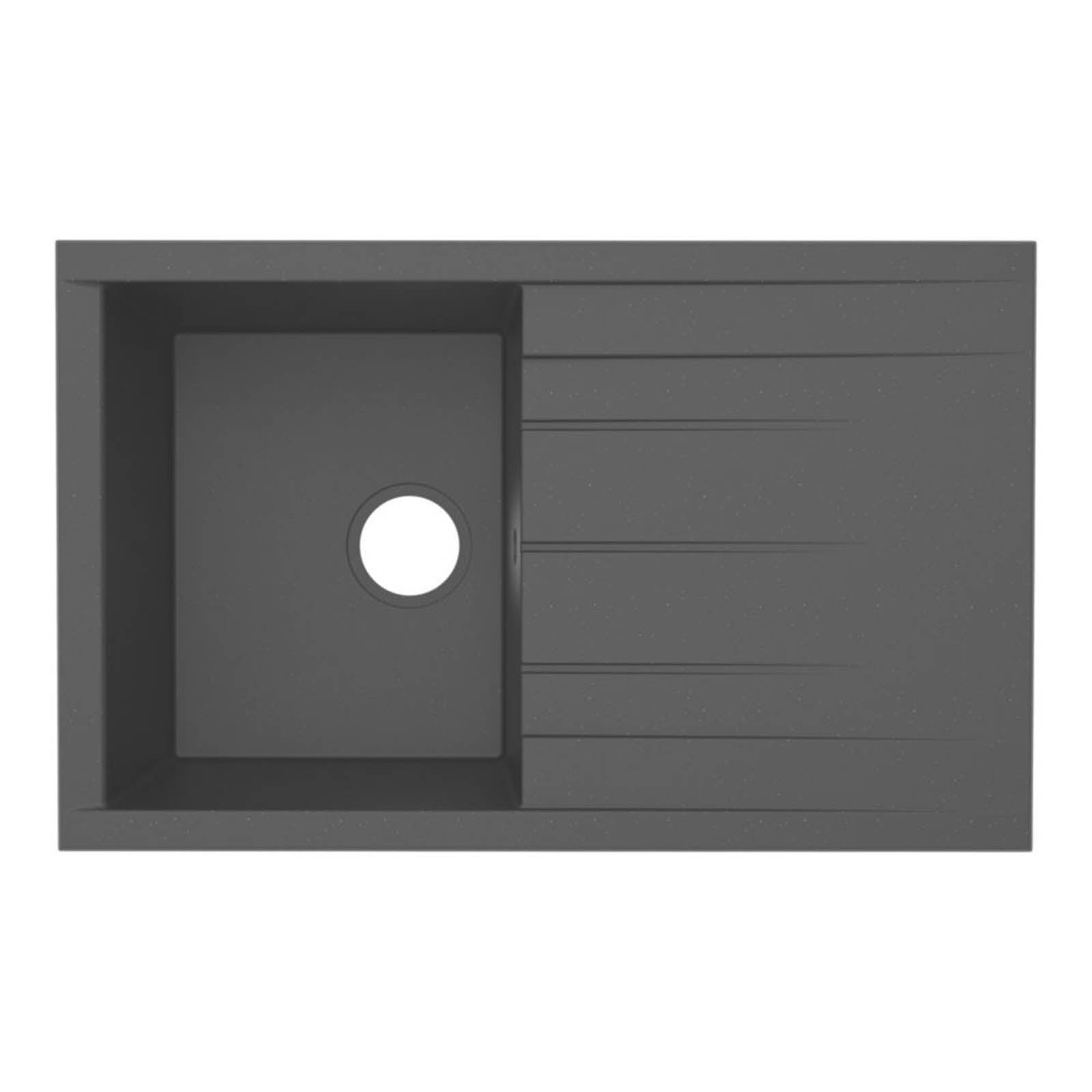 Swirl Erzen 1 Bowl Black Composite Sink 800mm x 500mm - Image 3