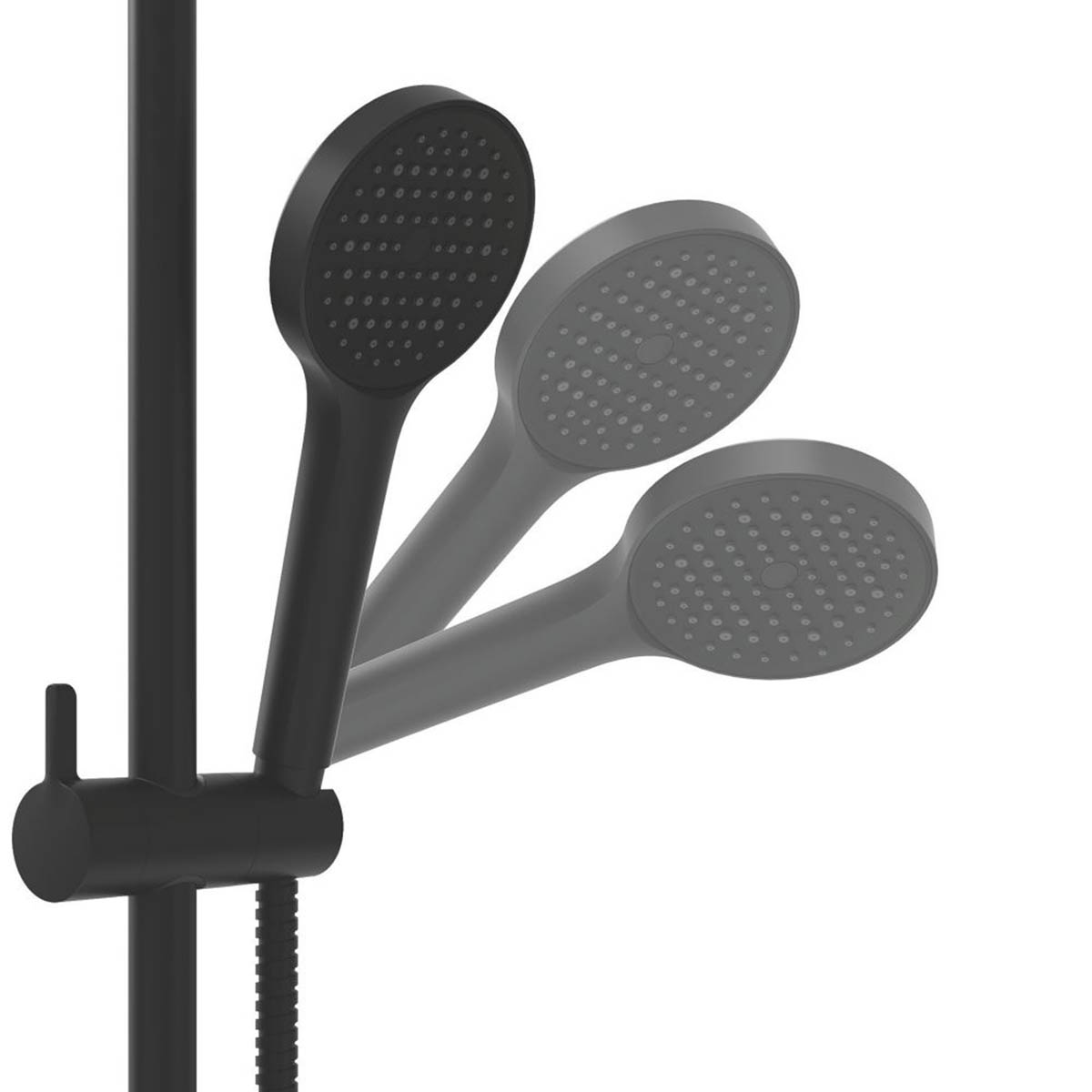 Swirl Overhead Shower Kit Black Stainless Steel Single Spray Pattern Round - Image 5