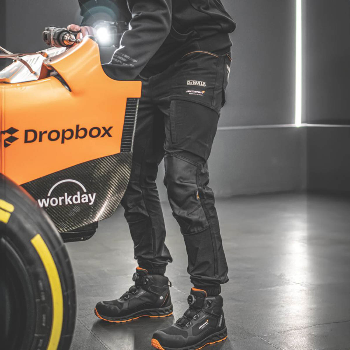 DeWalt Mens Work Joggers Black Slim Fit McLaren F1 Team X Large 36-44" W 31" L - Image 6