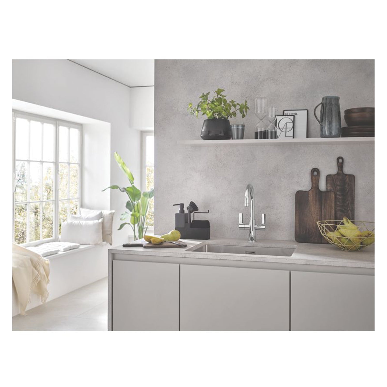 Grohe Kitchen Tap Mono Mixer Double Lever Chrome Ceramic Disc Swivel Spout - Image 4