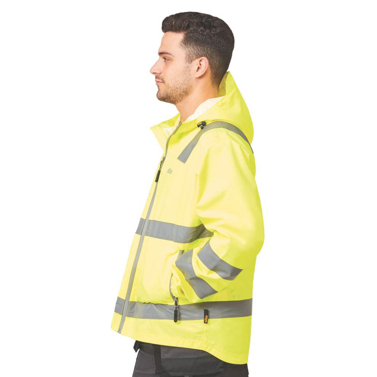 Site Hi-Vis Work Jacket Mens Yellow Waterproof Lightweight X Large 44-46" Chest - Image 6