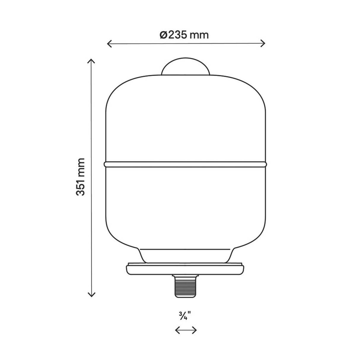 Expansion Vessel Central Heating Red 12Ltr 6bar Indoor 90°C System Flow - Image 2