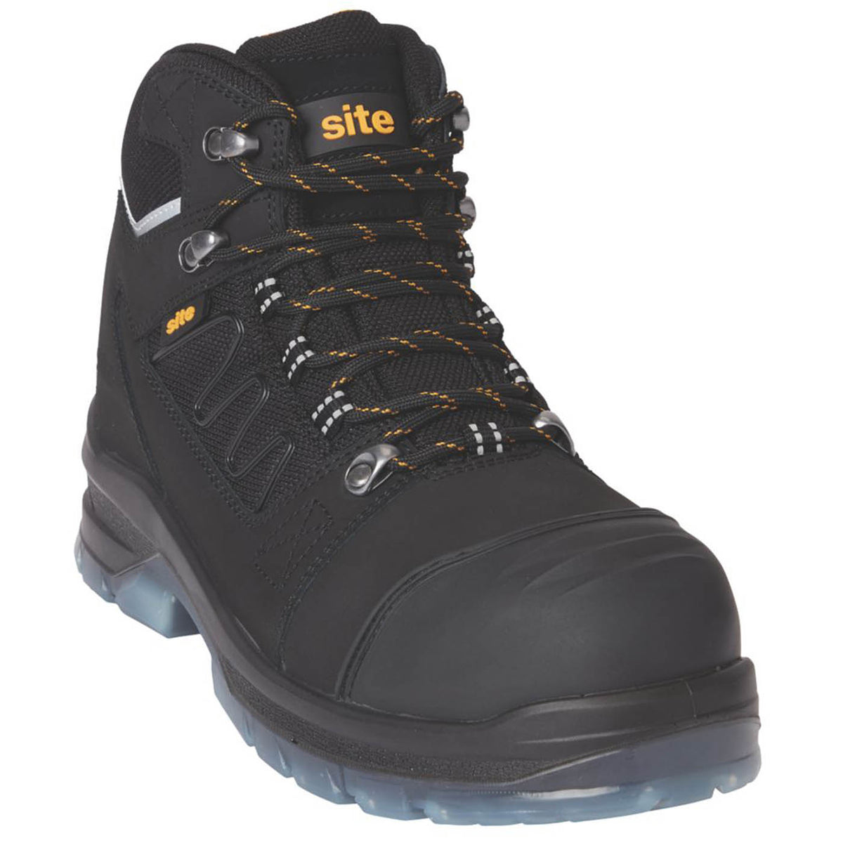 Site Safety Boots Mens Standard Fit Waterproof Black Leather Steel Toe Size 8 - Image 1