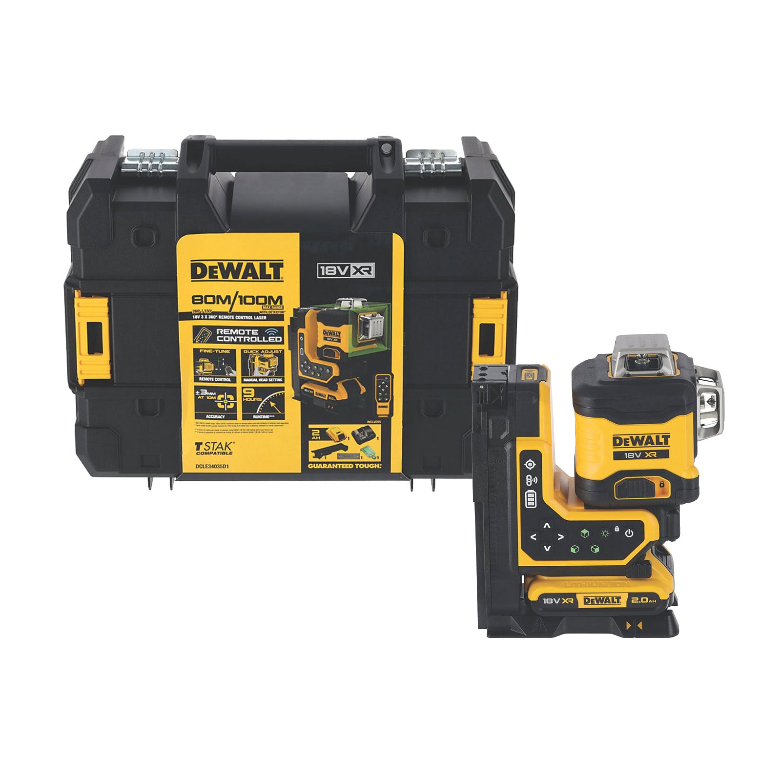 DeWalt Laser Levels Cordless 18V DCLE34035D1-GB Green Self Levelling Body Only - Image 1