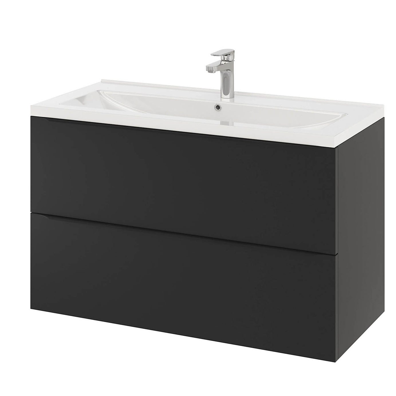 Bathroom Vanity Basin Sink White Rectangular Ceramic Countertop Waste W100.4cm - Image 5