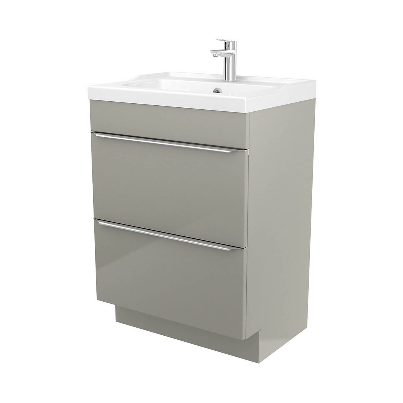 Imandra Bathroom Vanity Unit Under Sink Cabinet 2 Drawer Soft Close 60x82x45cm Taupe - Image 3