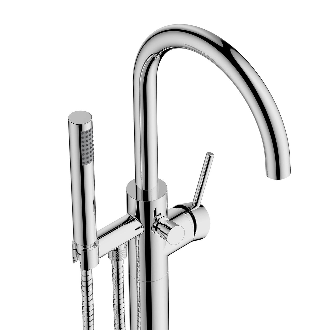 Bath Filler Tap Mixer Handheld Shower Set Chrome Bathroom Floor Mounted - Image 3