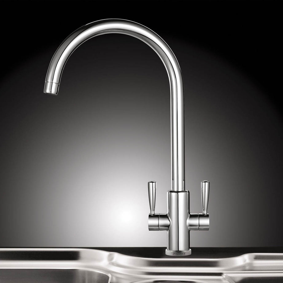 Franke Kitchen Sink Tap Monobloc Mixer Chrome Dual Lever Brass Modern Faucet - Image 3