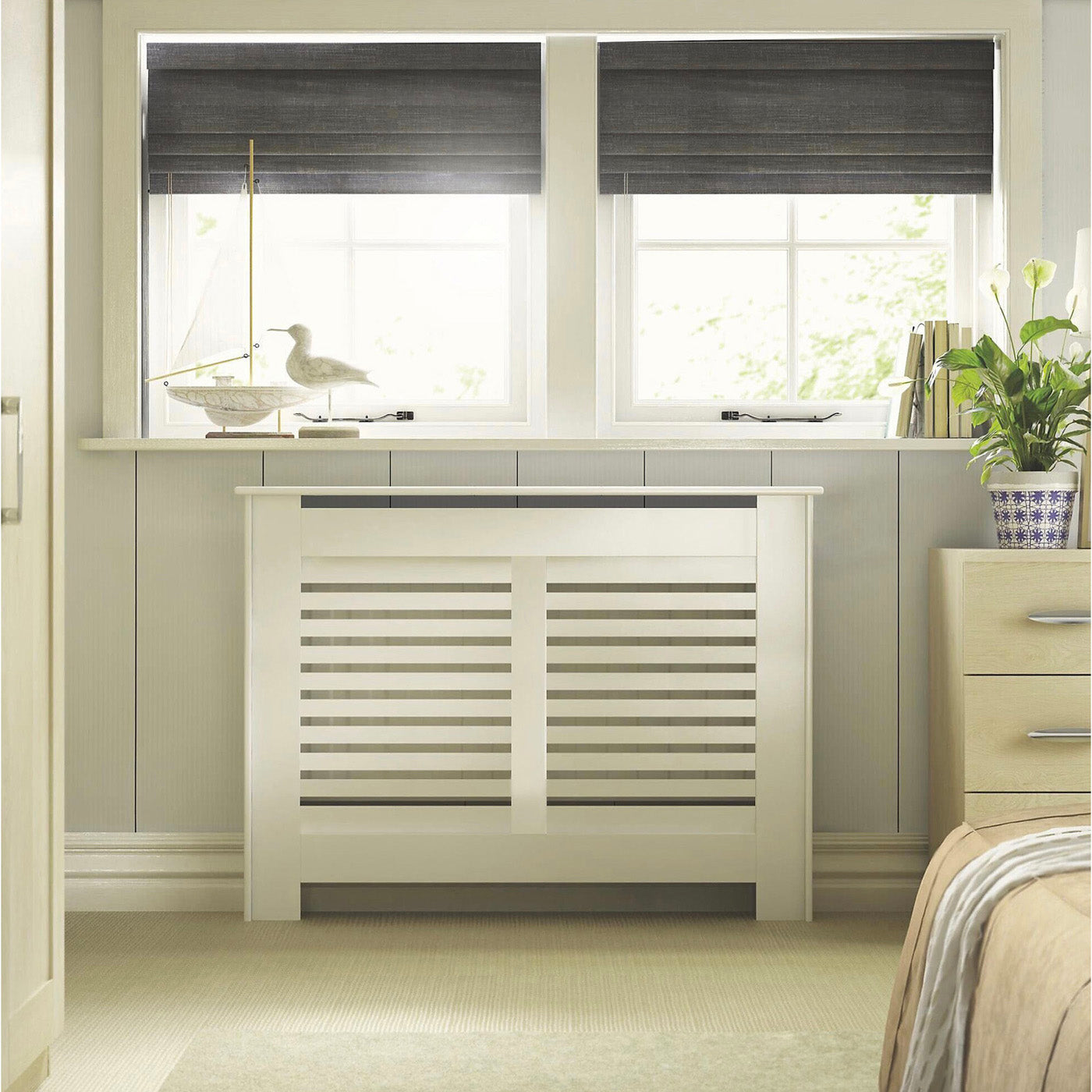 Colours Radiator Cover White Wall Horizontal MDF (H)800 x (W)1020 x (D)180 mm - Image 1