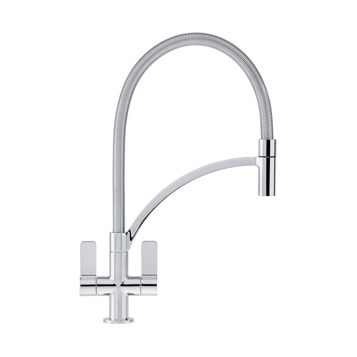 Franke Kitchen Mixer Tap Pull-Out Spring Neck Dual Lever Chrome Modern Monoblock - Image 1