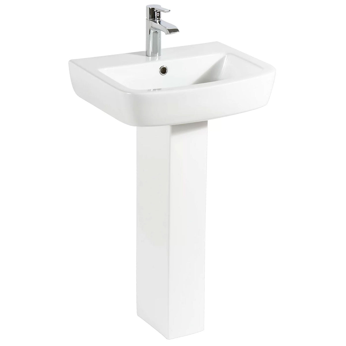 Cooke & Lewis Full Pedestal Basin Fabienne Gloss White 1 Tap Hole 52cm - Image 1