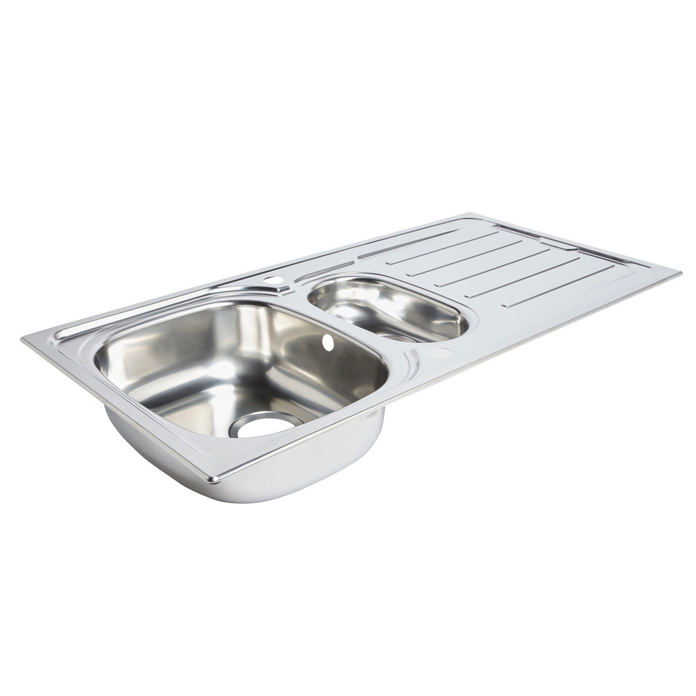 Cooke & Lewis Kirchen 1.5 Bowl Sink Drainer Nakaya Polished Inox Stainless Steel - Image 2