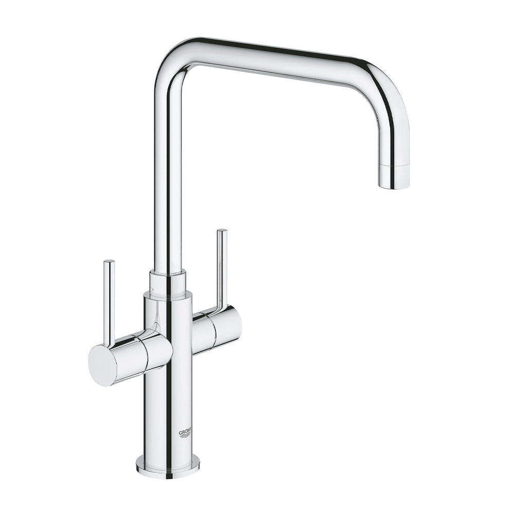 Grohe Kitchen Tap Monobloc Mixer Chrome Dual Lever Brass Contemporary Faucet - Image 1