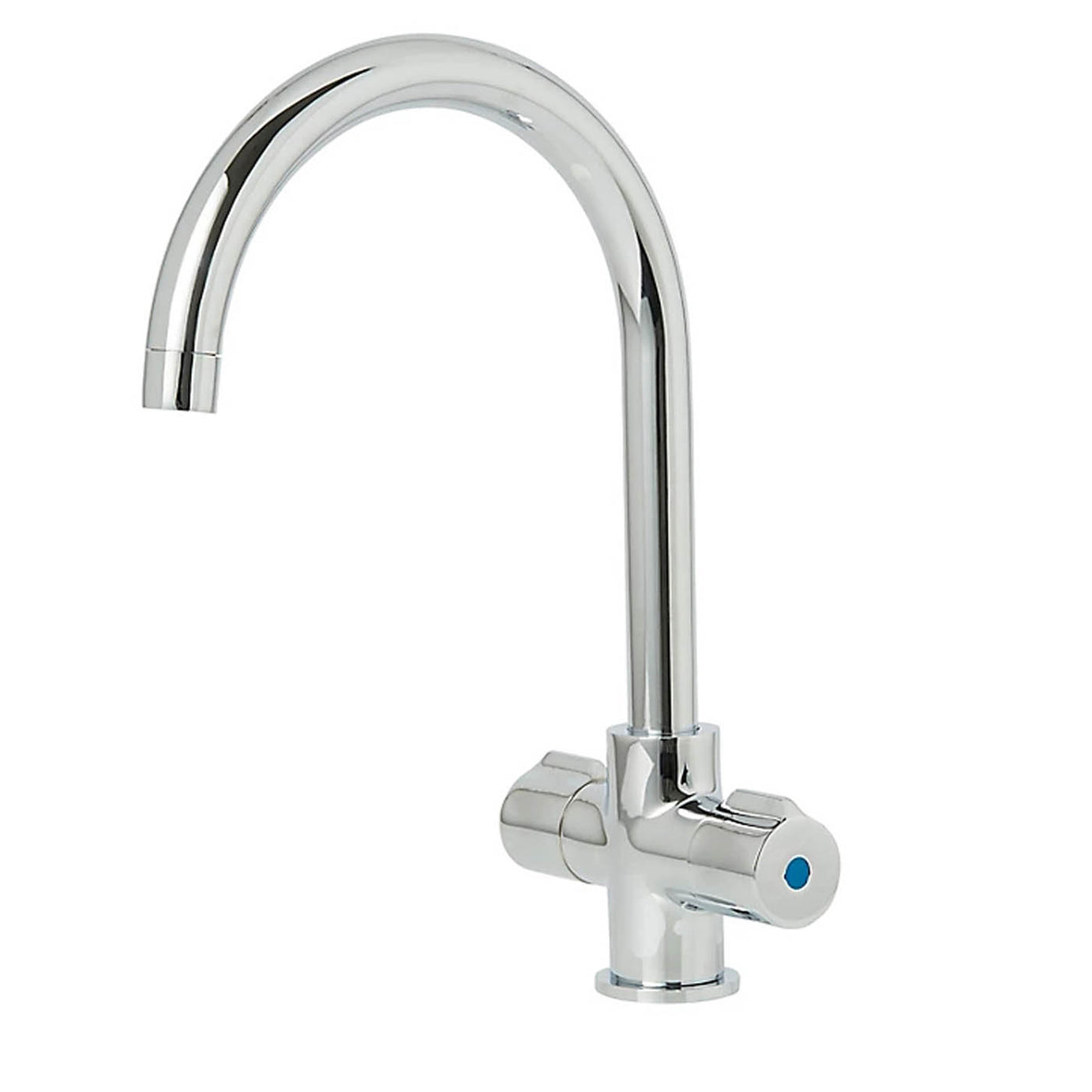 Kitchen Tap Mixer Twin Lever Chrome ¼ Turn Brass Swivel Spout Modern Faucet - Image 1