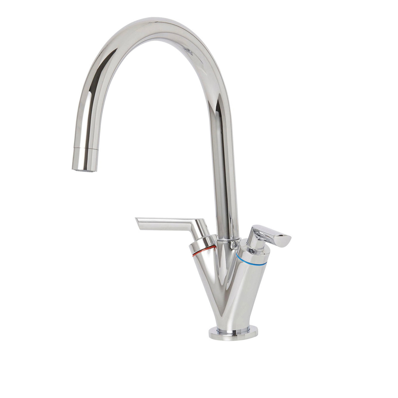 Kitchen Sink Tap Monobloc Mixer Chrome Dual Lever Brass Swivel Spout Faucet - Image 1