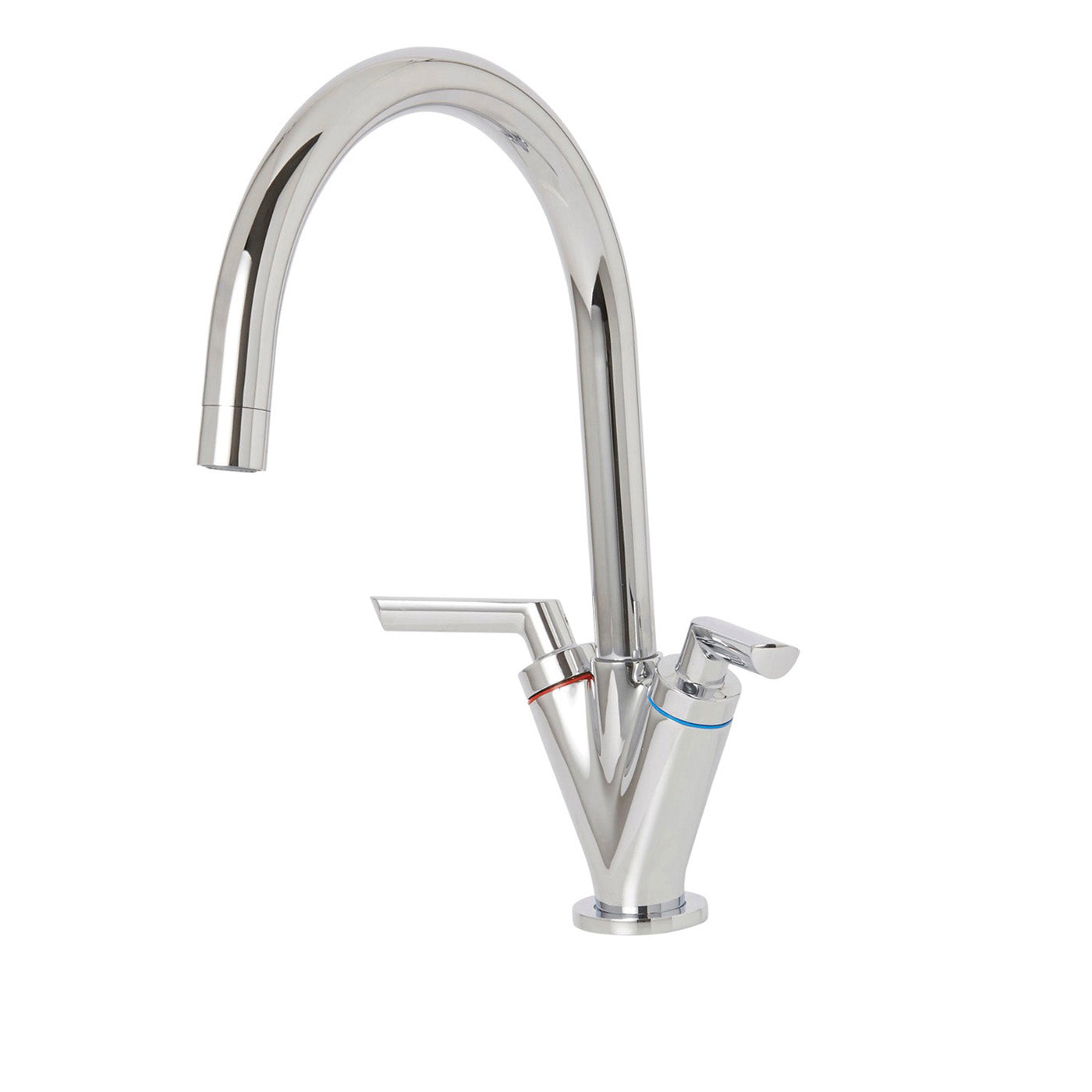 Kitchen Sink Tap Monobloc Mixer Chrome Dual Lever Brass Swivel Spout Faucet - Image 1