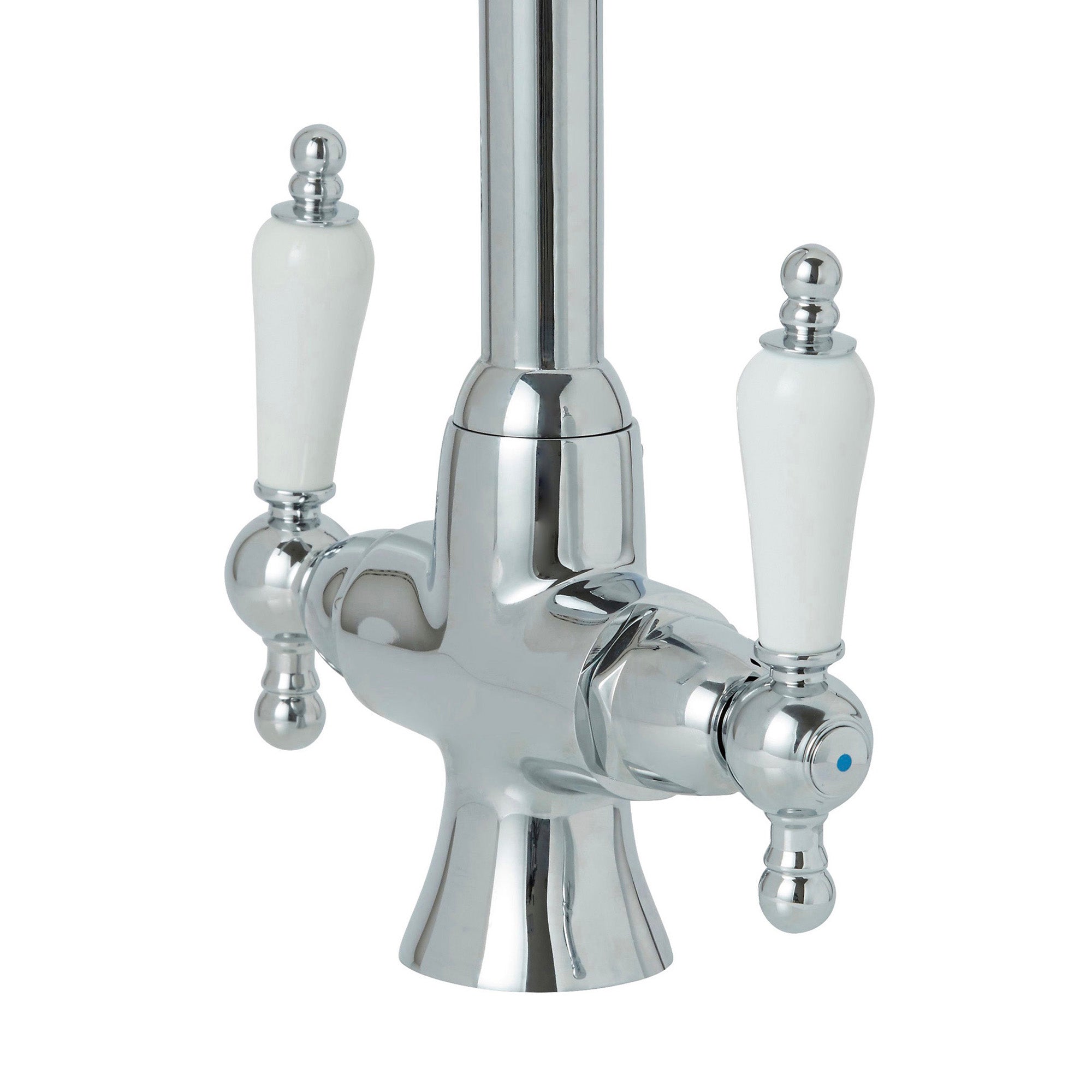 Kitchen Tap Mixer Chrome Dual Lever 1/4 Turn Swivel Spout Brass Modern Faucet - Image 5