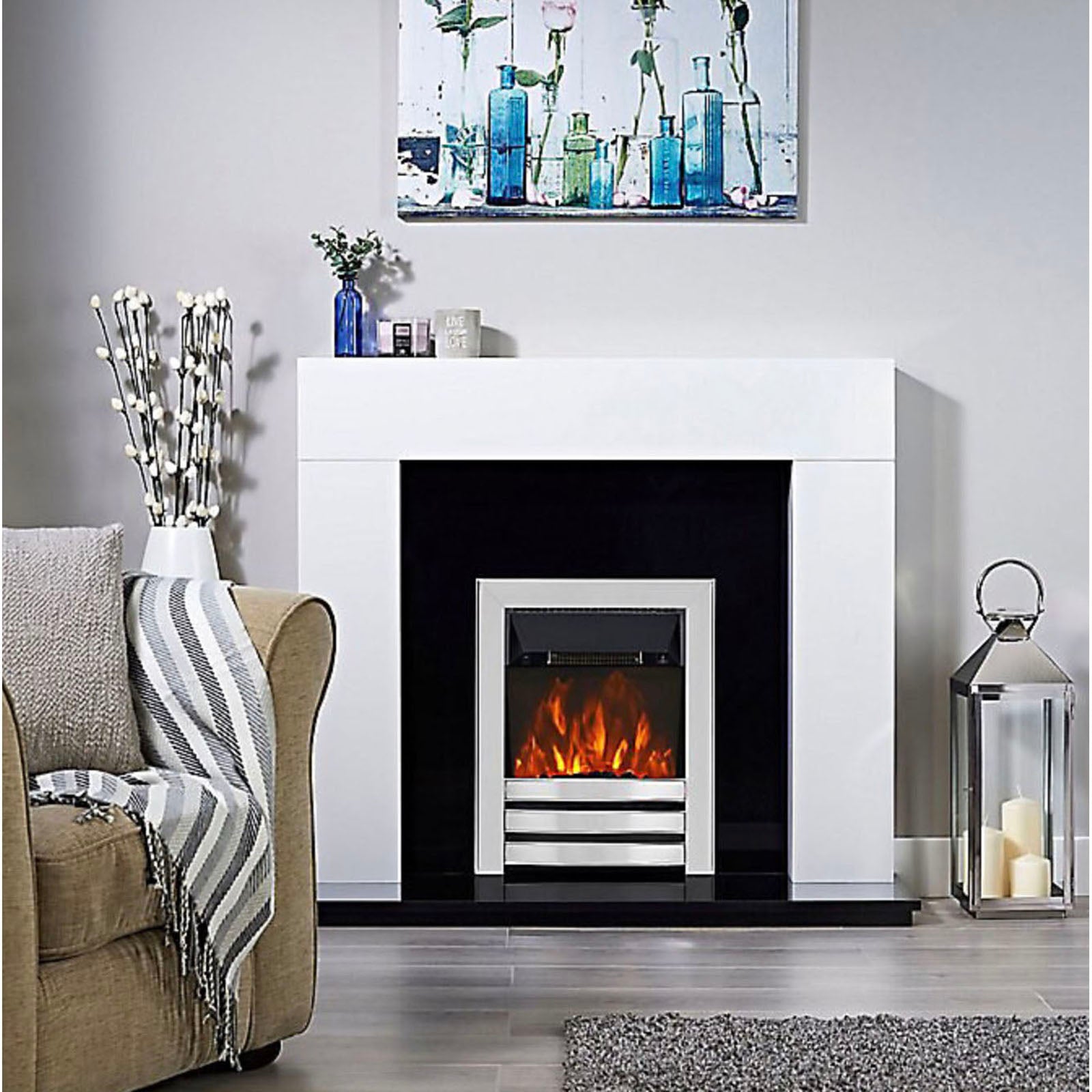 Focal Point Electric Fire 2kW Heater Fireplace Chrome Coal Effect Remote Control - Image 3