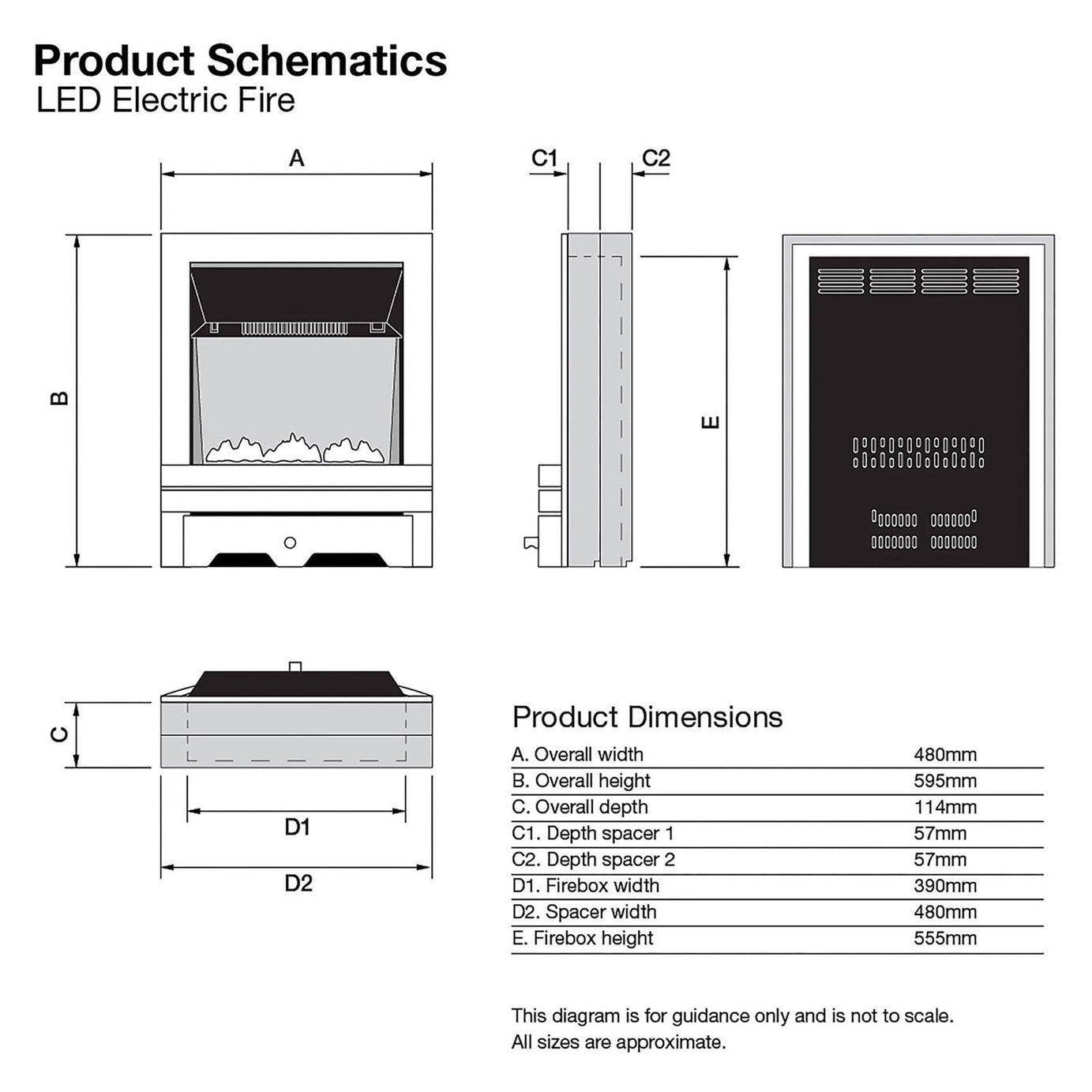 Focal Point Electric Fire 2kW Heater Fireplace Chrome Coal Effect Remote Control - Image 4