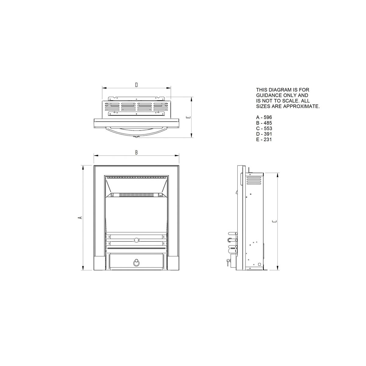 Focal Point Electric Fire Inset 2kW Cast Iron Flame Effect (H)596 (W)485mm - Image 3