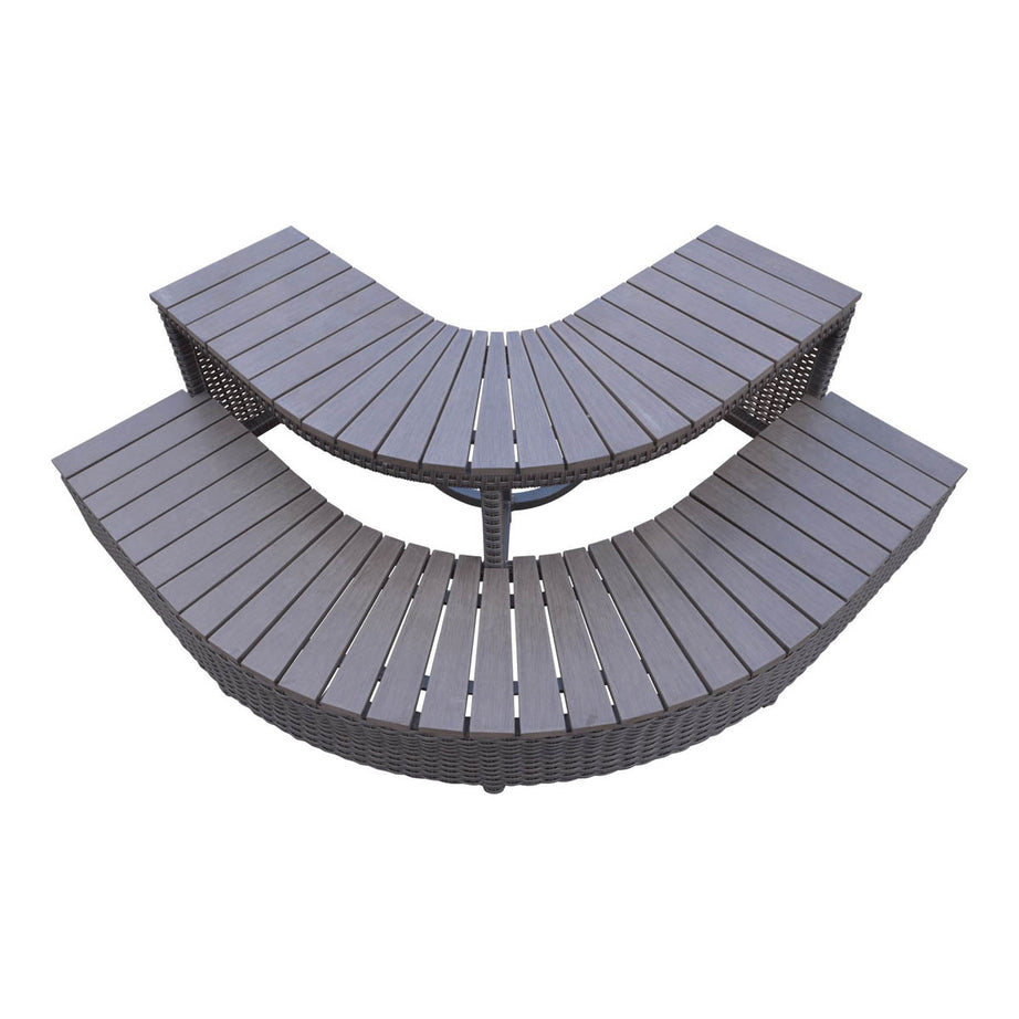 Hot Tub Corner Steps Brown Rattan Slip Resistant Lightweight - Image 1