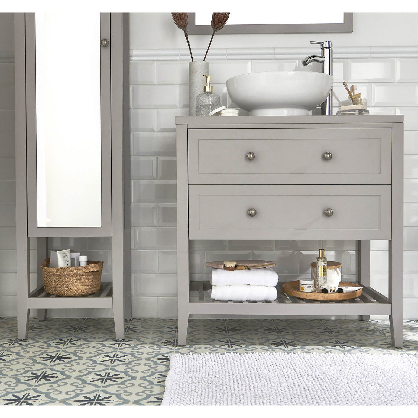 Bathroom Vanity Unit Perma Satin Grey Freestanding Storage Cabinet Furniture - Image 8