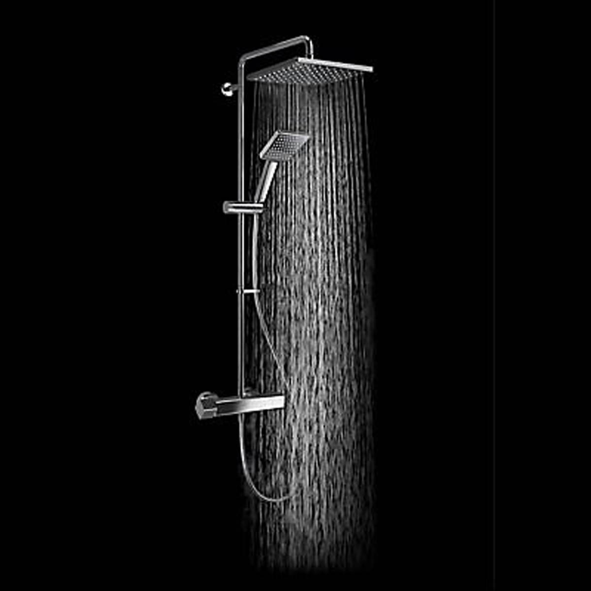 Mira Mixer Shower Thermostatic Brass Chrome Effect Square Dual Head Rainfall - Image 2