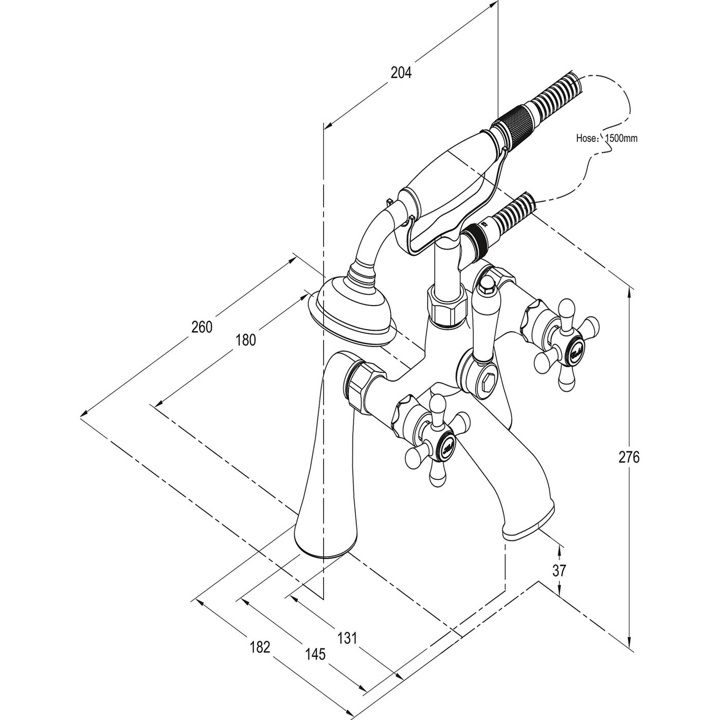 GoodHome Bath Shower Mixer Tap Etel Victorian Style Traditional Style Chrome - Image 4