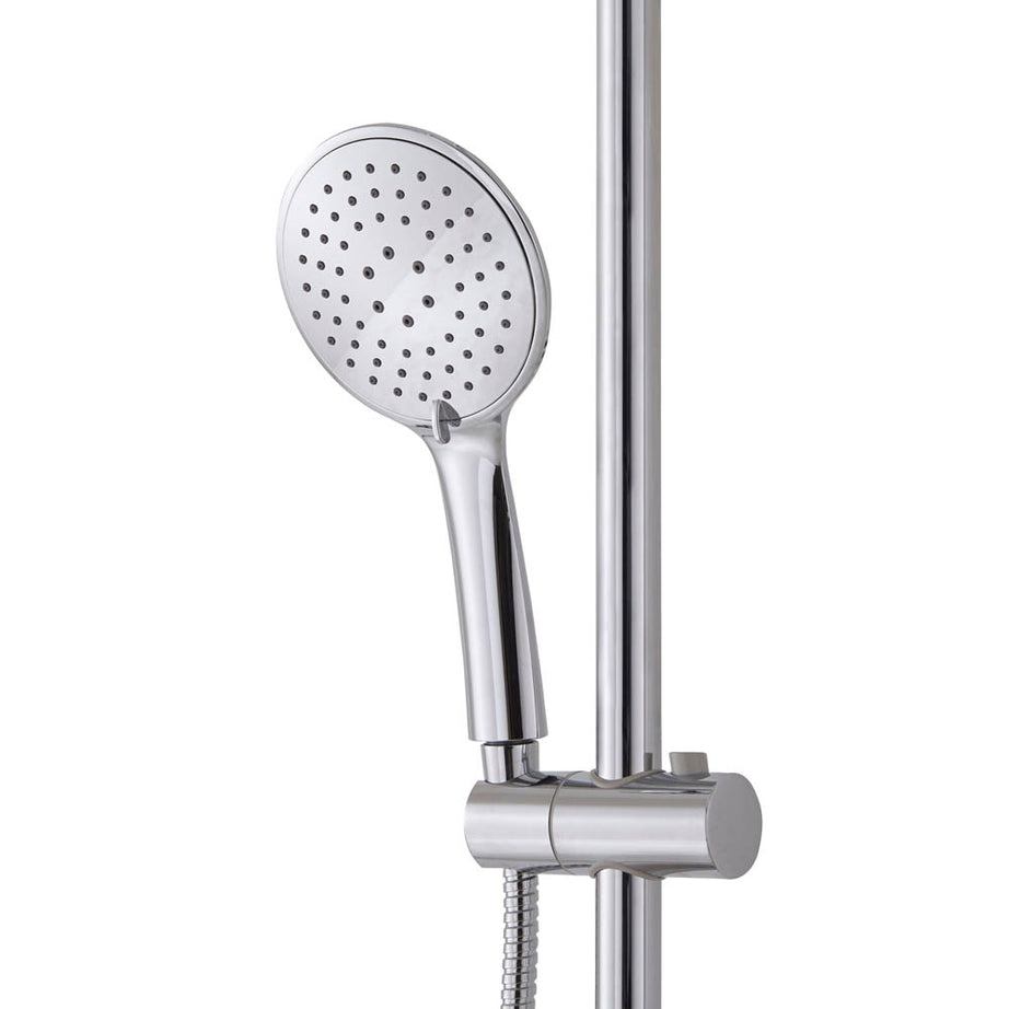 Mixer Shower Set Chrome Effect Wall Mounted 3 Spray Patterns Round 2 Heads - Image 4