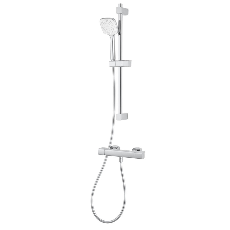 Bathroom Mixer Shower Thermostatic 3 Spray Pattern Square Brass Contemporary - Image 1